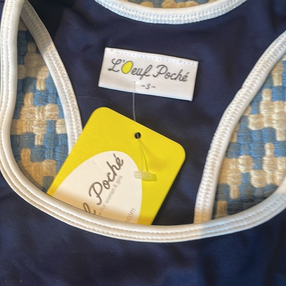 L’oeuf Poché navy tennis 🎾 pickle active tank top with white outlining size sm - Picture 3 of 4